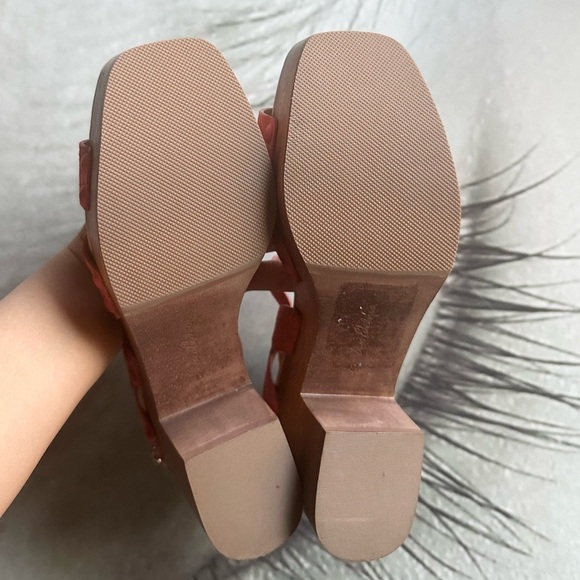 🌸SAM EDELMAN 🌸 Josefina Orange Suede Platform Wooden Sandals Size: 8.5 - Picture 12 of 12